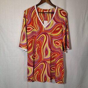 Trina Turk x BedHead Pajamas Vivacious Paisley Sleep Shirt V-Neck NWT S/M